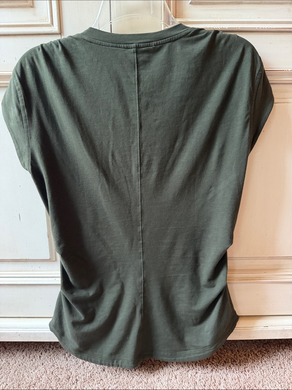 Athleta Olive Green V-Neck Short Sleeve Tee - Picture 2 of 6
